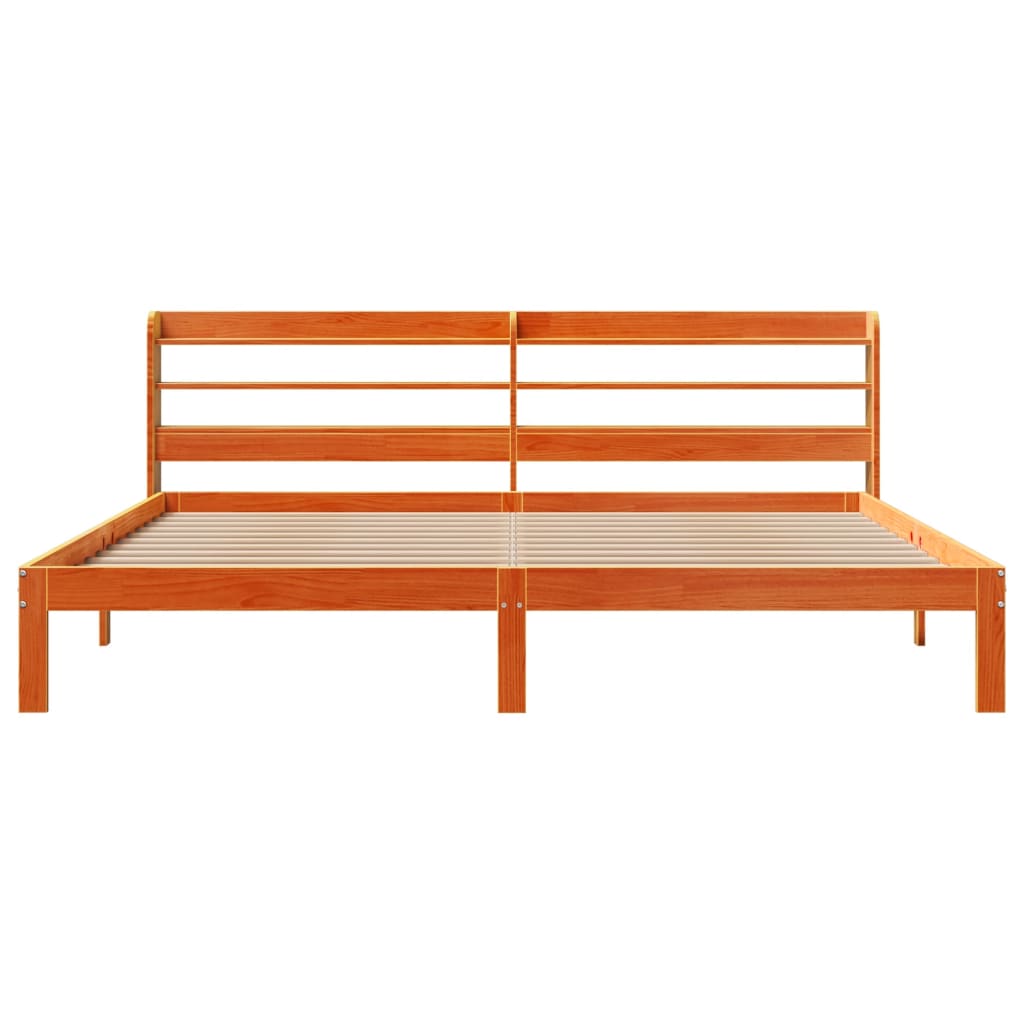 Bed Frame without Mattress Wax Brown 180x200 cm Super King Solid Wood Pine